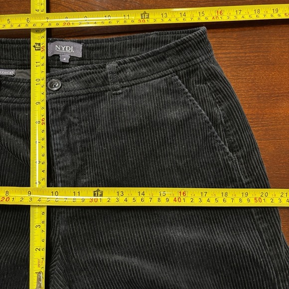 NYDJ Women's 4 Black Corduroy Wide Leg Mid Rise Chino Trouser Pants - Picture 6 of 10